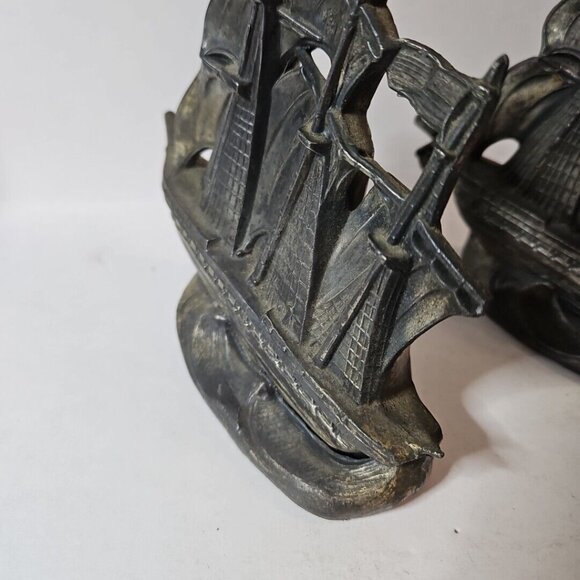 Old Ironsides Constitution 3 Mast Metal Bookends Set Of 2  1 Lb 8 Oz Each - Picture 5 of 16